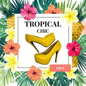 Vibrant Yellow Platform Stiletto Heels | SIZE 6